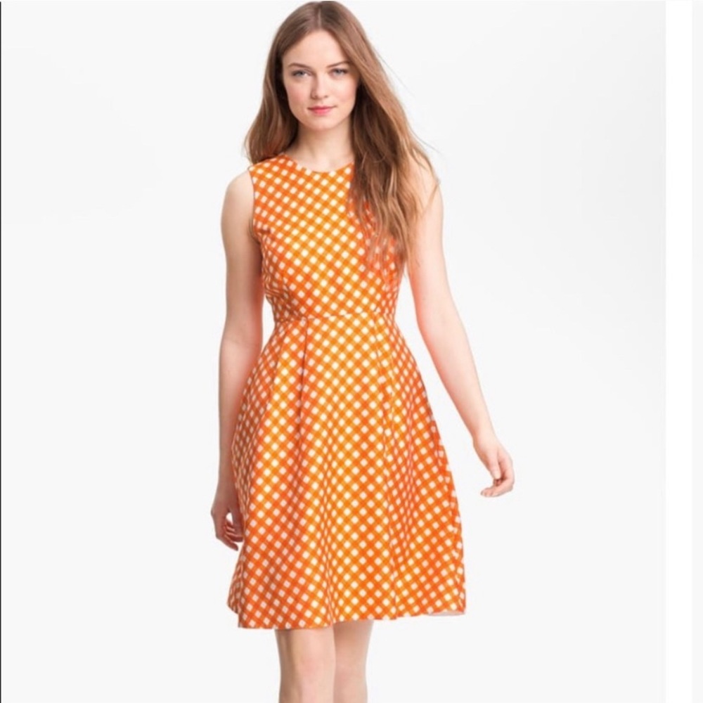 Kate Spade Orange Gingham Silk Dress